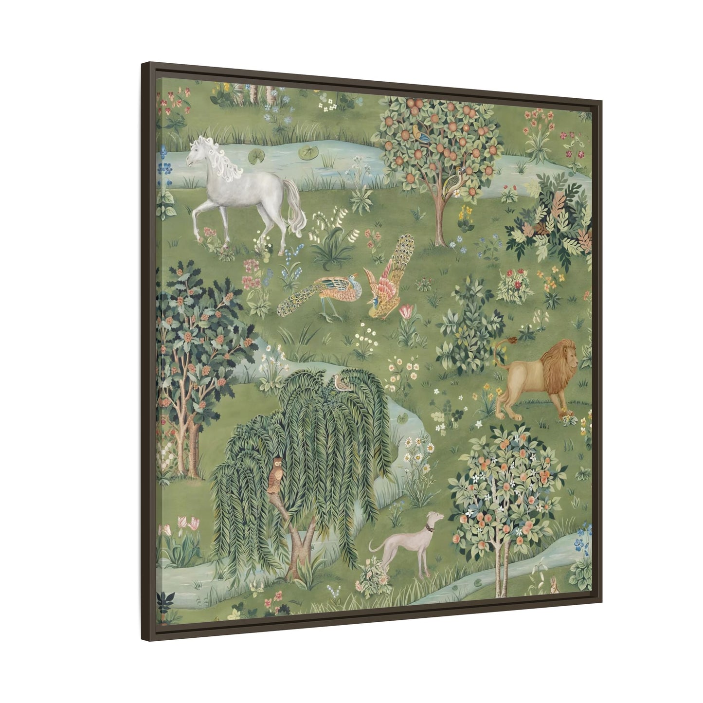 Owl Willow Green Morris Canvas Wall Art Animal Print - YesArtYes