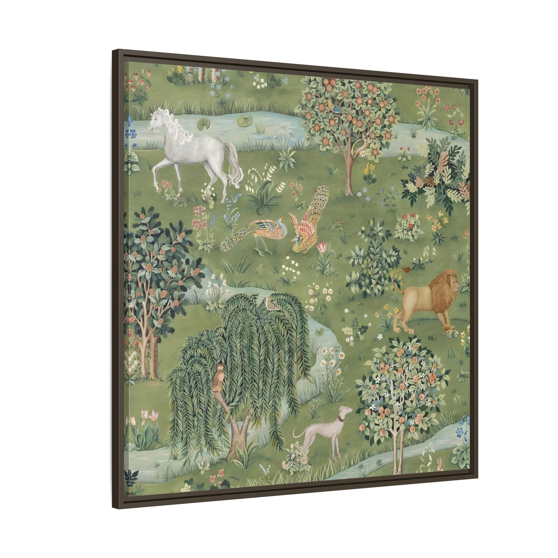 Owl Willow Green Morris Canvas Wall Art Animal Print - YesArtYes