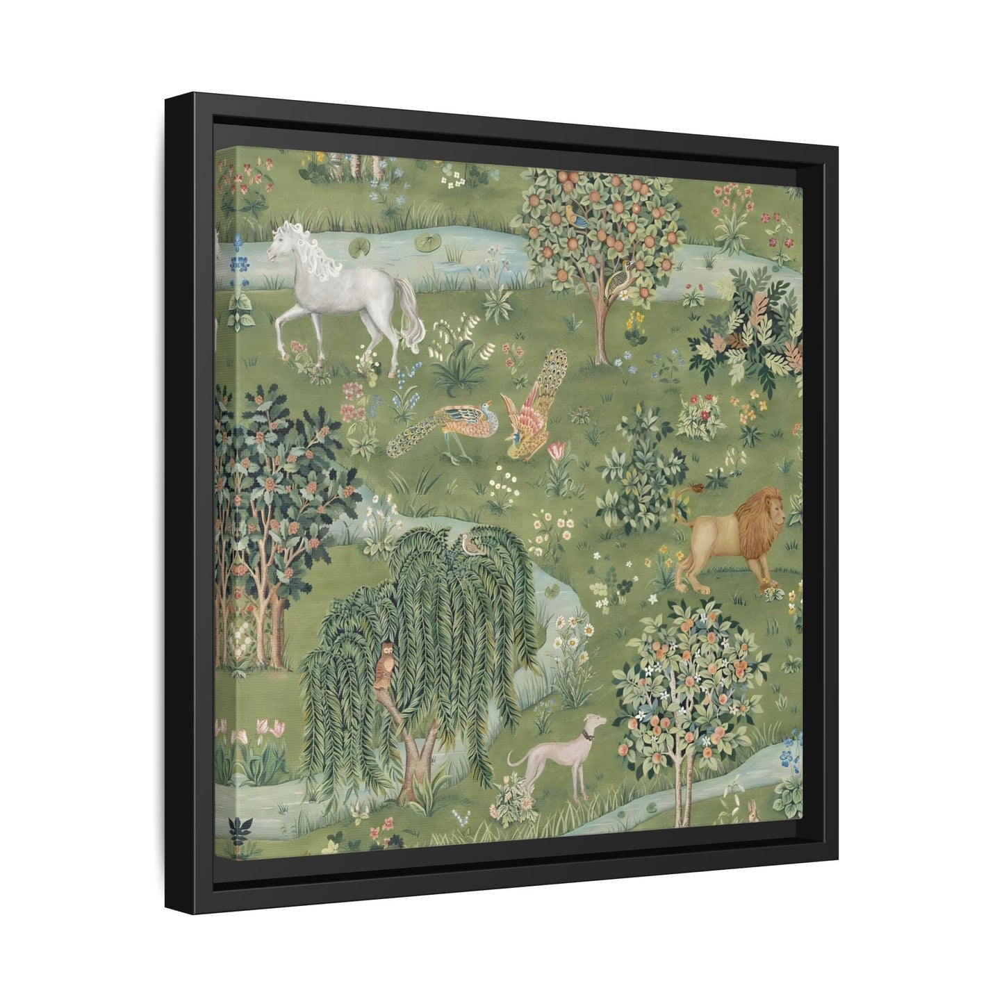 Owl Willow Green Morris Canvas Wall Art Animal Print - YesArtYes
