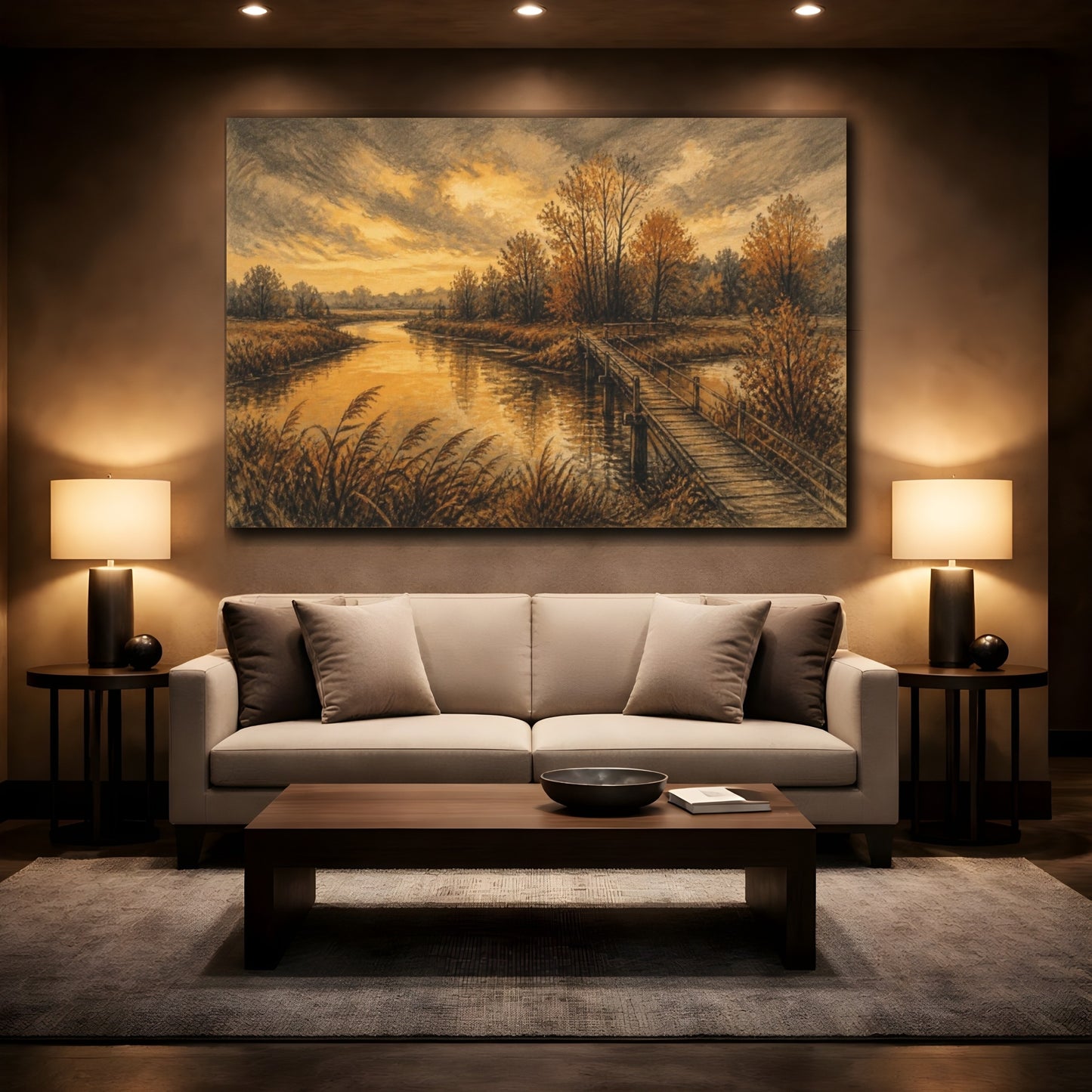 Mockup 2. Oxbow River Footbridge shown as canvas print