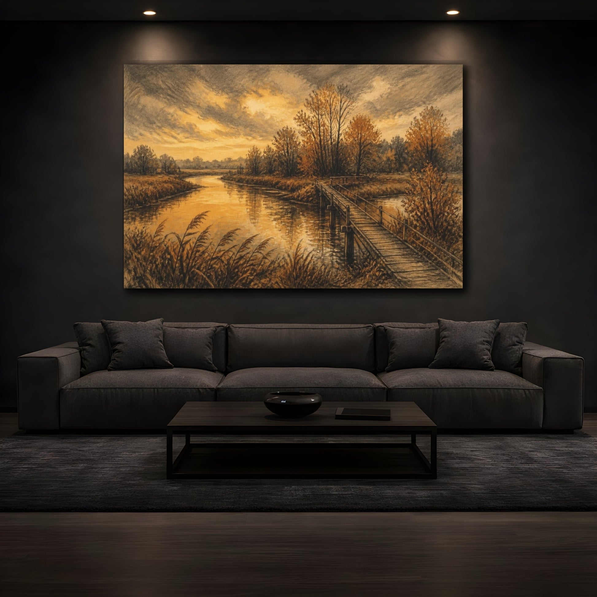 Mockup 3. Oxbow River Footbridge shown as canvas print