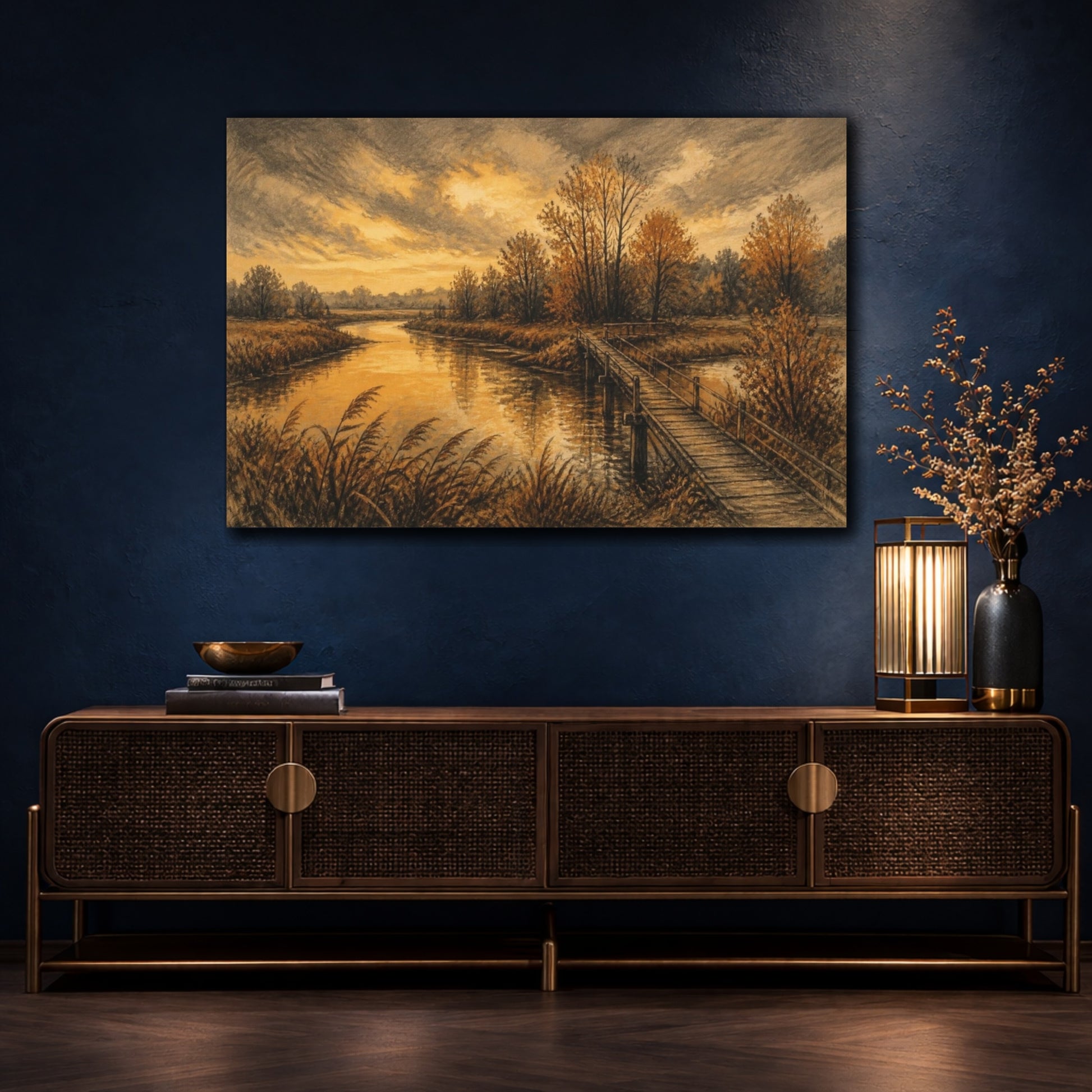 Mockup 4. Oxbow River Footbridge shown as canvas print