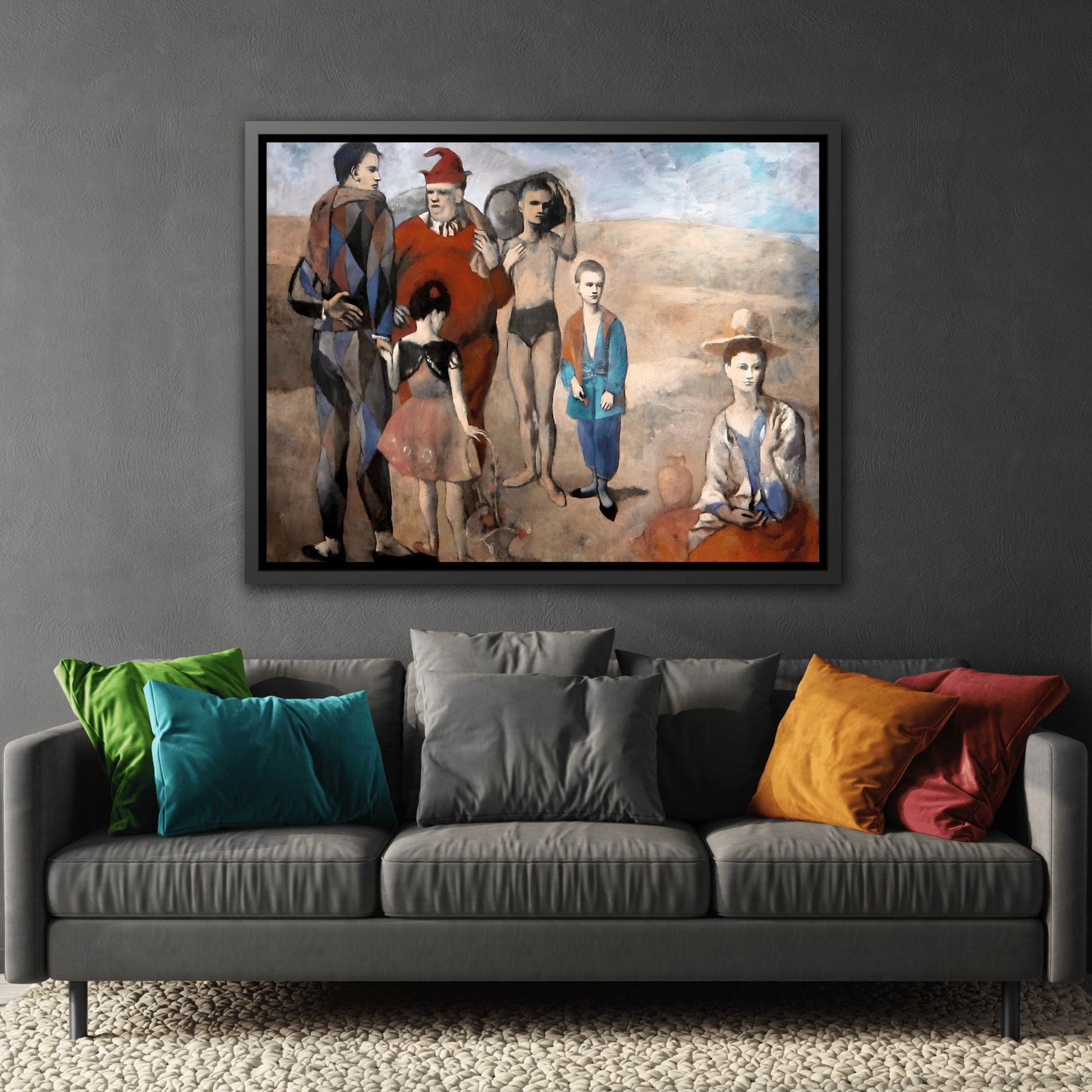 Pablo Picasso Family of Saltimbanques - Framed Circus Canvas Wall Art Reproduction