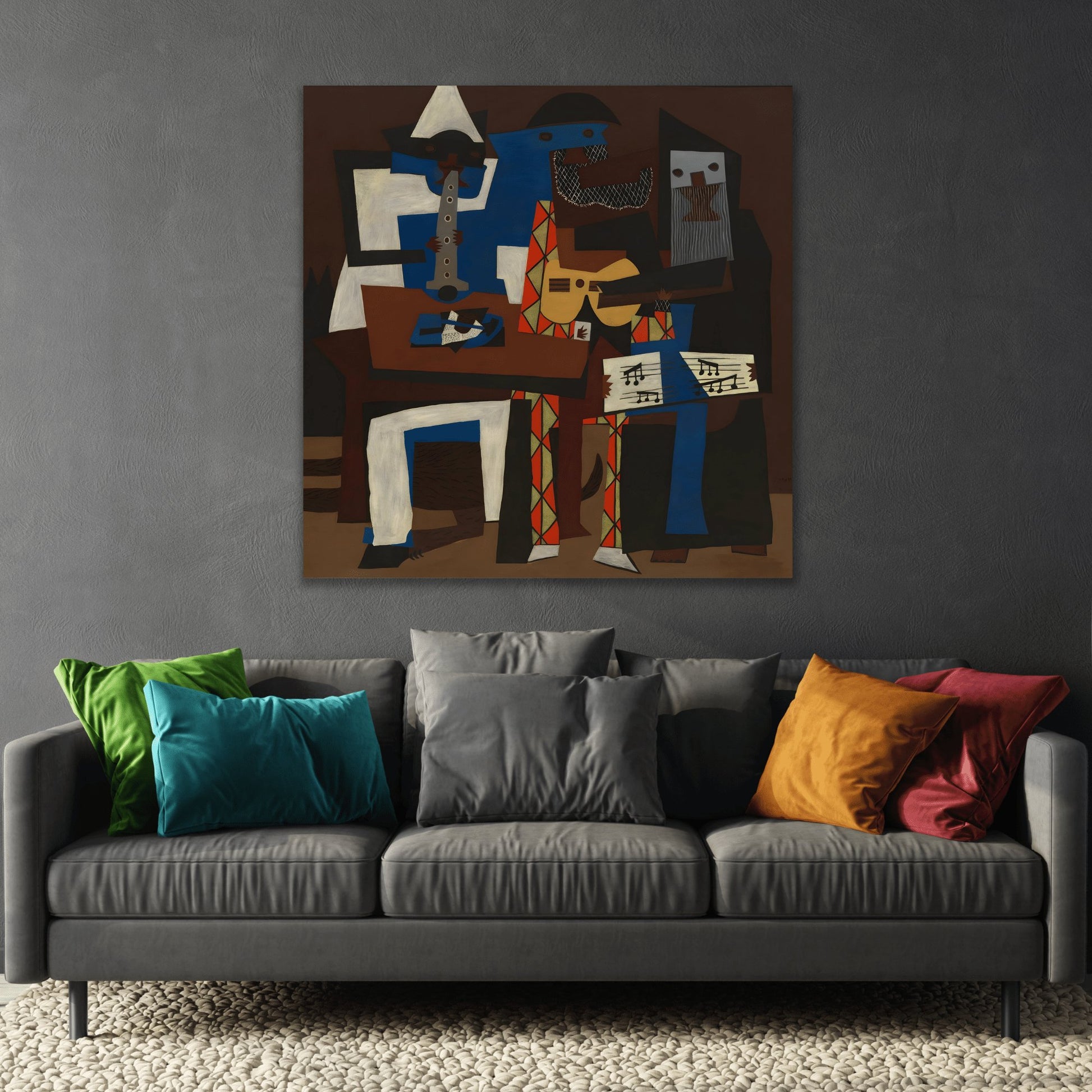 Pablo Picasso Three Musicians - Square Canvas Wall Art Print