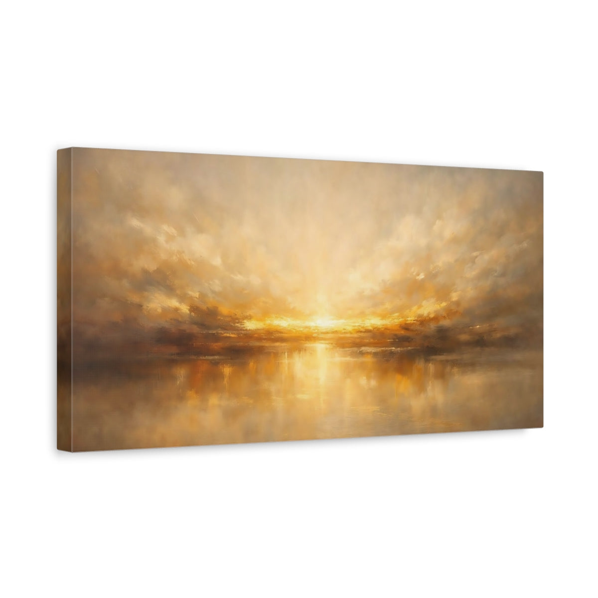 Side Mockup 3. Nature Sunset Golden Sunset shown as stretched canvas wall art