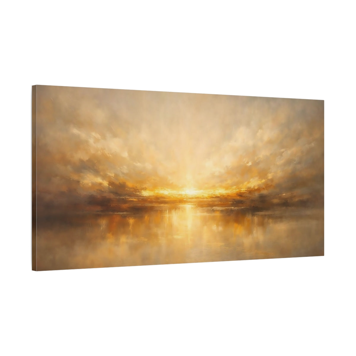 Side Mockup 1. Nature Sunset Golden Sunset shown as stretched canvas wall art