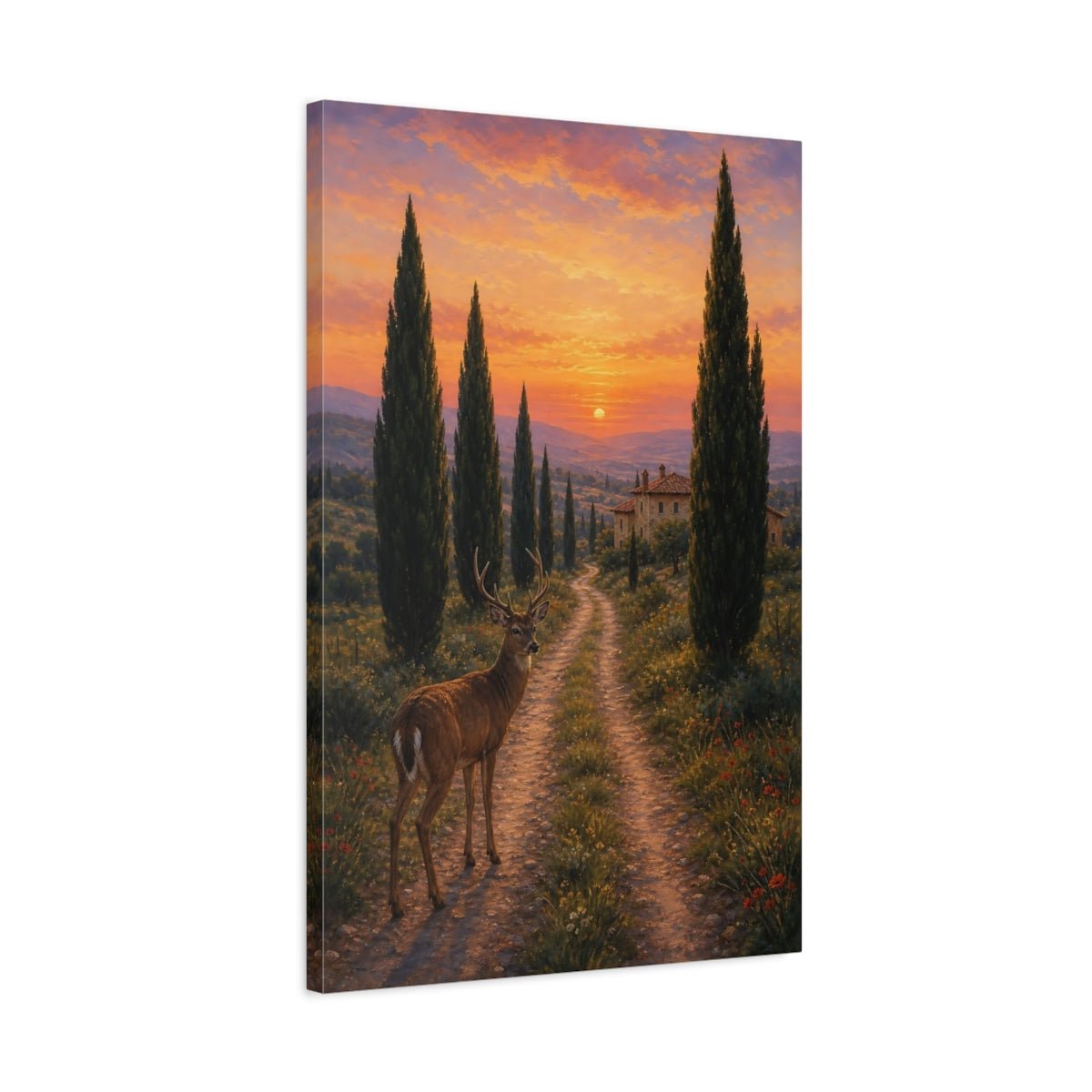 Painterly Plein Air Countryside Brushwork Dramatic Canvas Print – Living Room, Above Sofa, Warm Tones - YesArtYes