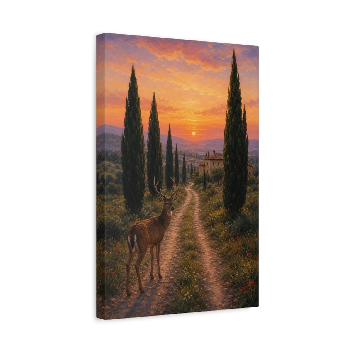 Painterly Plein Air Countryside Brushwork Dramatic Canvas Print – Living Room, Above Sofa, Warm Tones - YesArtYes