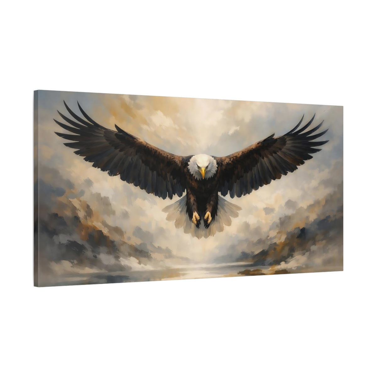 Side Mockup 1. Animals Eagle Brown Eagle shown as stretched canvas wall art
