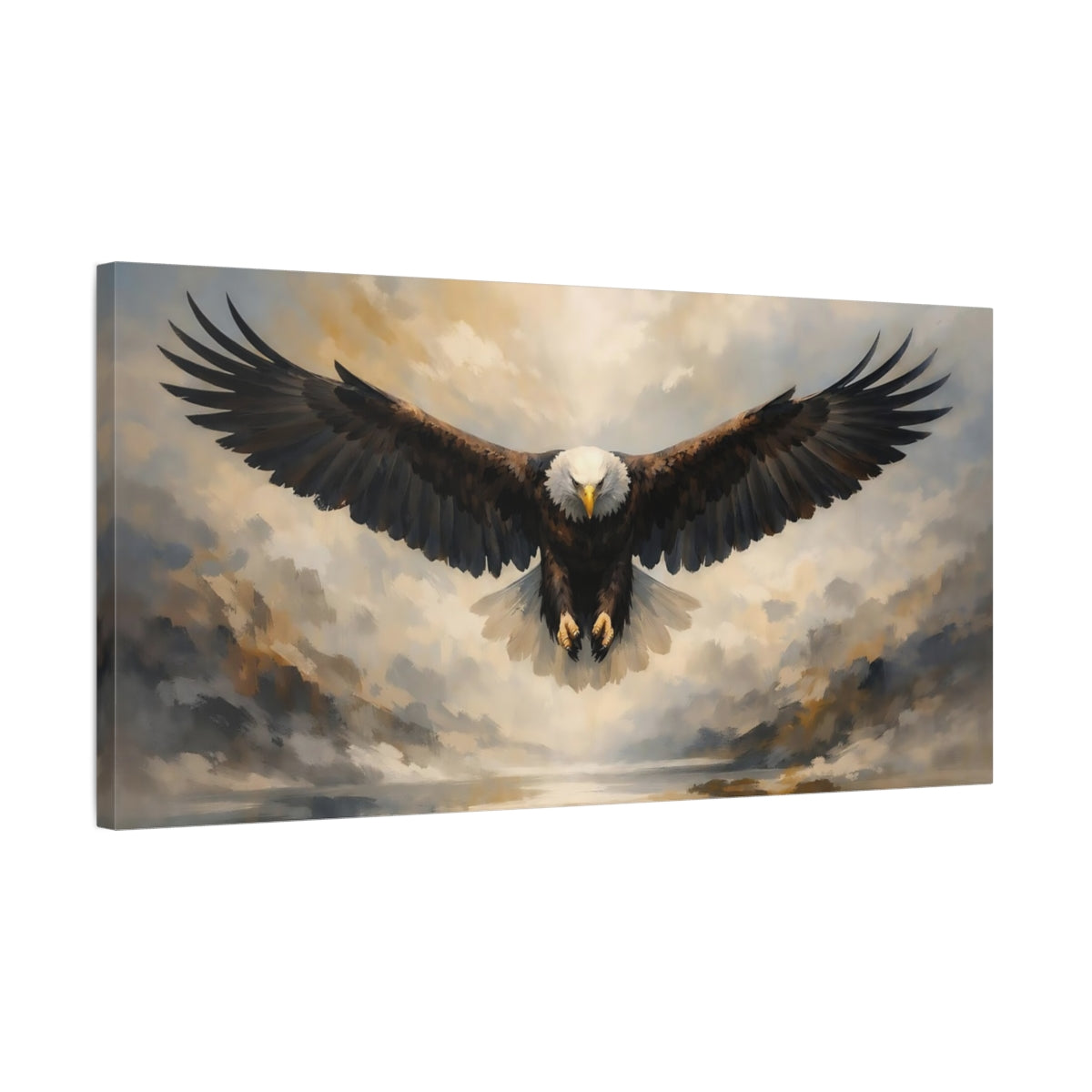 Side Mockup 2. Animals Eagle Brown Eagle shown as stretched canvas wall art