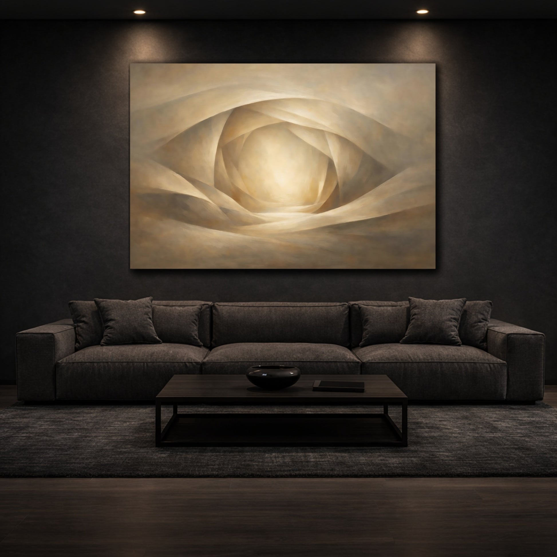 Mockup 2. Panoramic Abstract Folded Space Illusion Composition shown as stretched canvas wall art