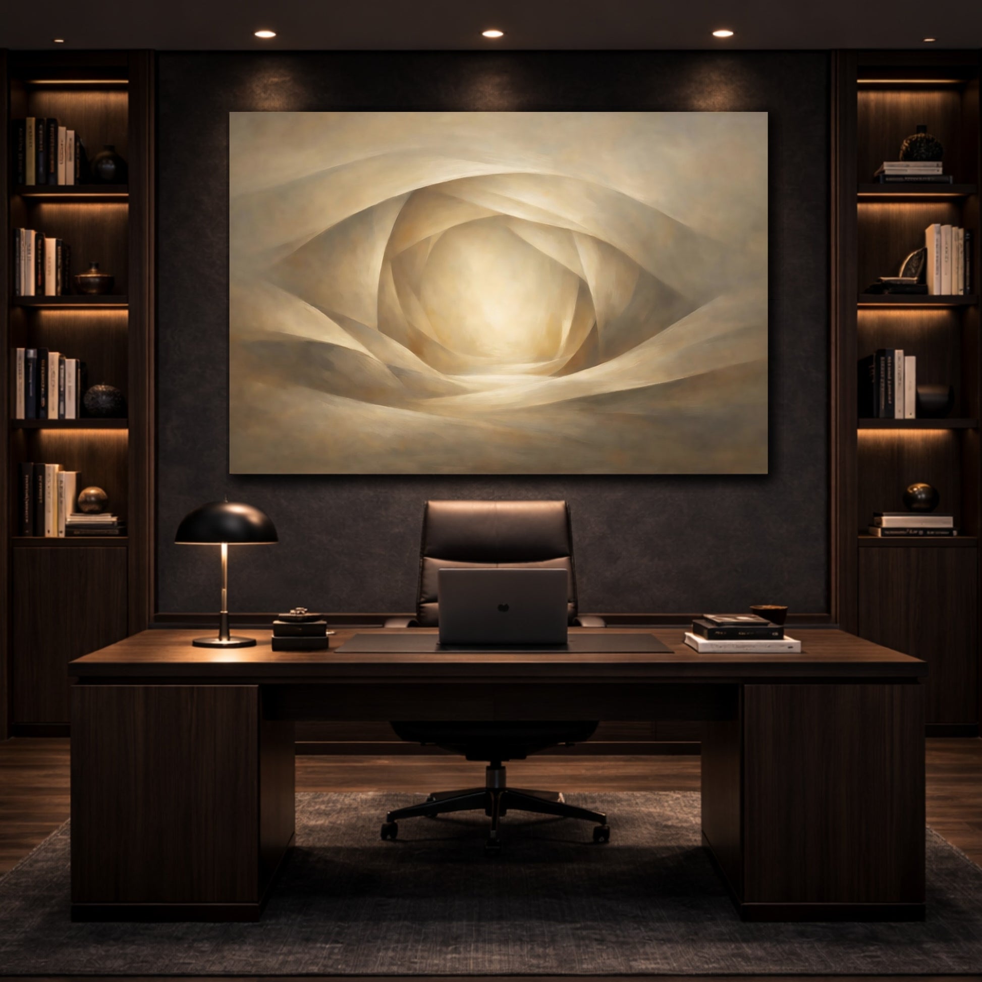 Mockup 4. Panoramic Abstract Folded Space Illusion Composition shown as stretched canvas wall art