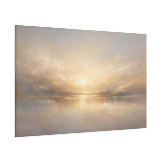 Main Mockup. Panoramic Abstract Light Diffusion Horizontal Flow Scene shown as stretched canvas wall art