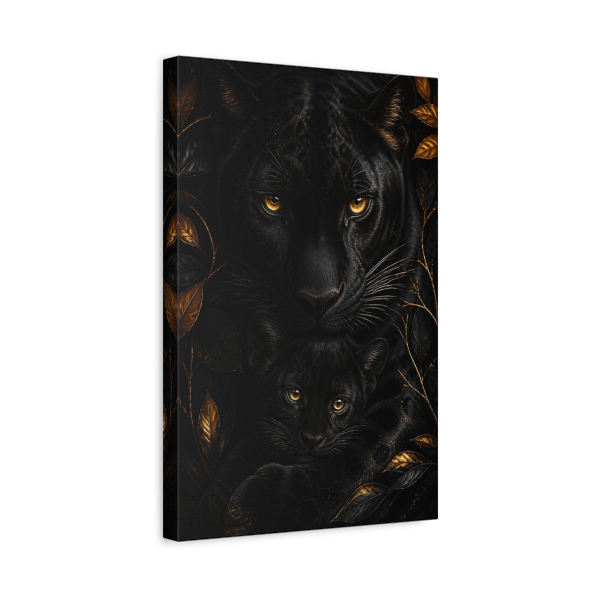 Side Mockup 4. Panther Animal Portrait shown as canvas print