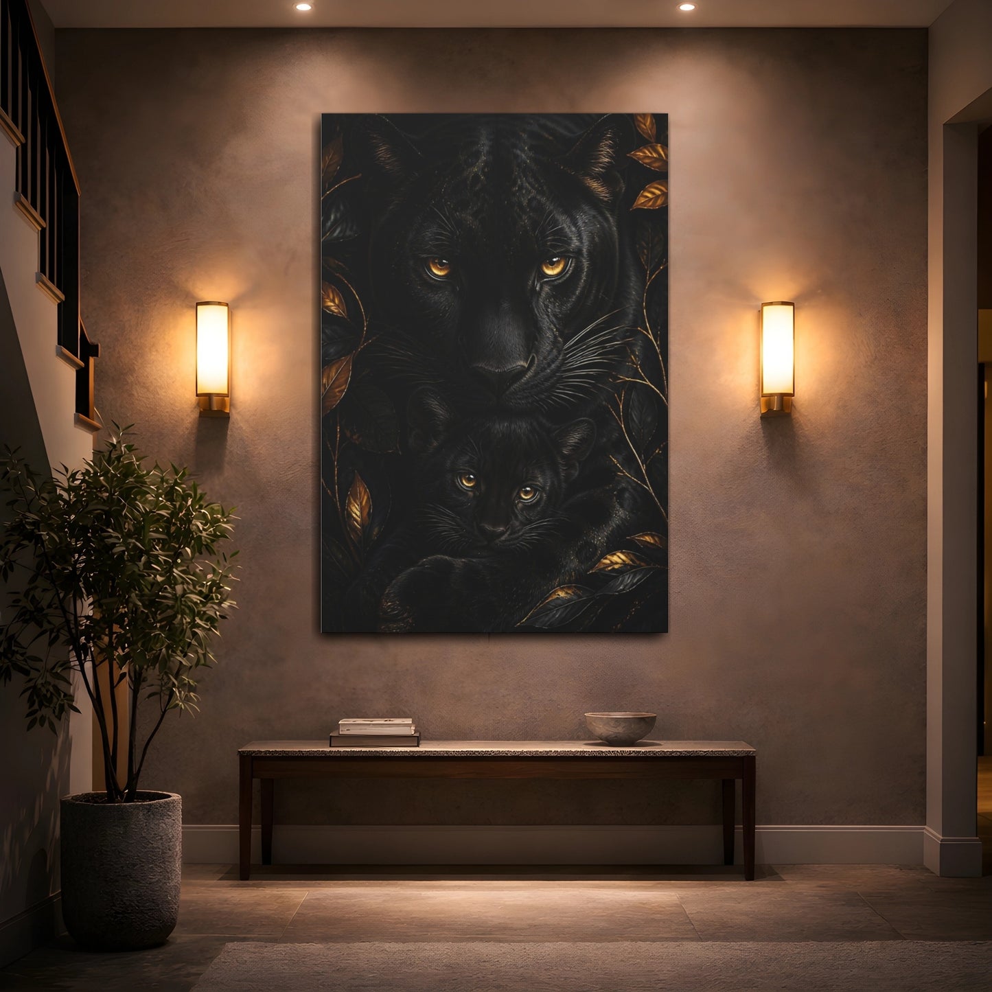 Mockup 2. Panther Animal Portrait shown as canvas print