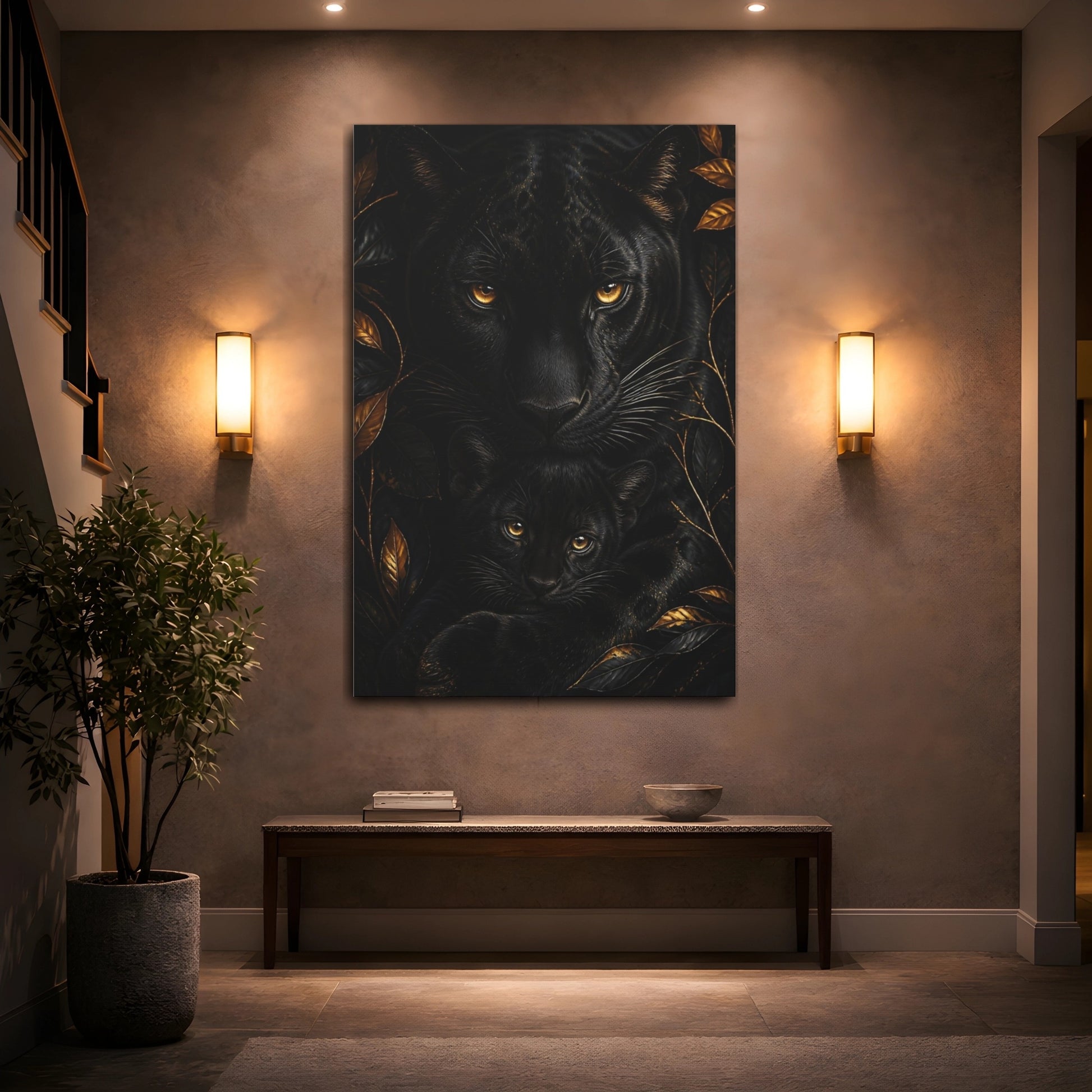 Mockup 2. Panther Animal Portrait shown as canvas print