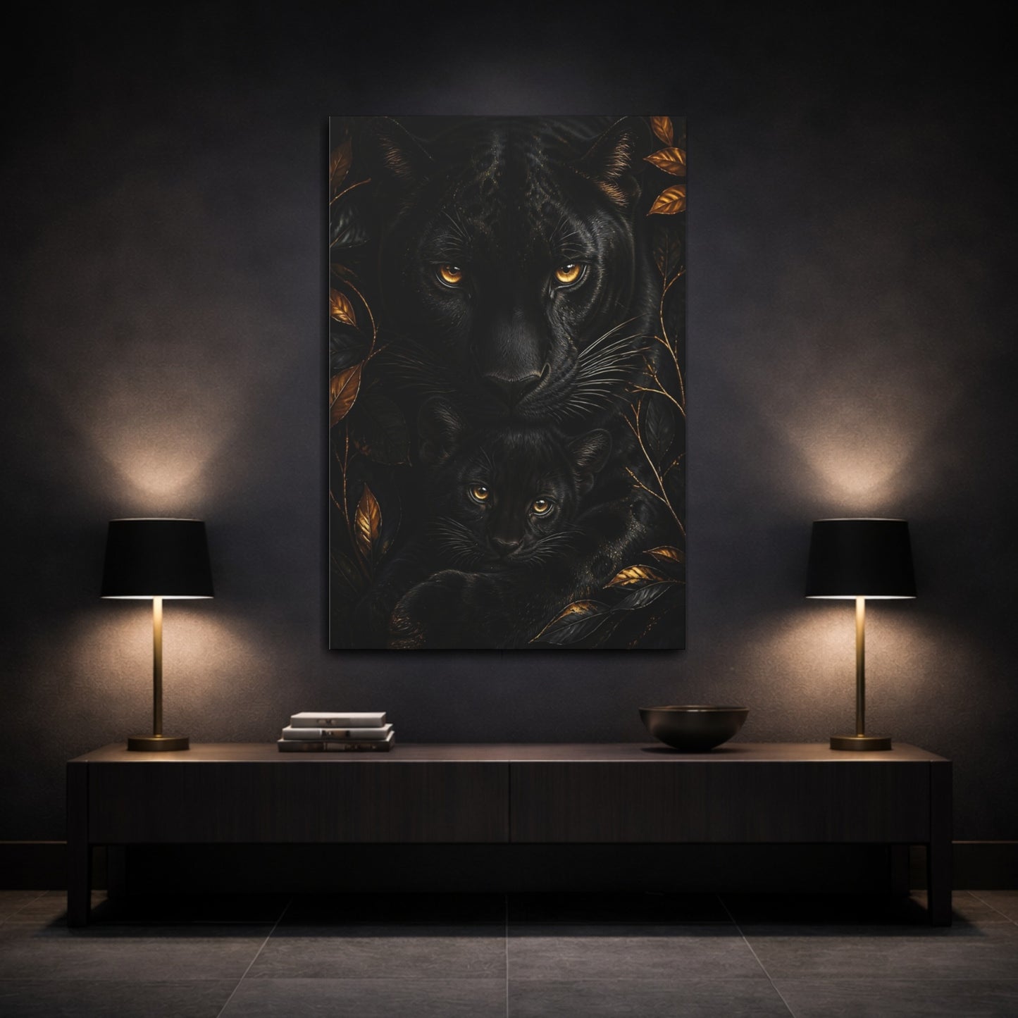 Mockup 3. Panther Animal Portrait shown as canvas print