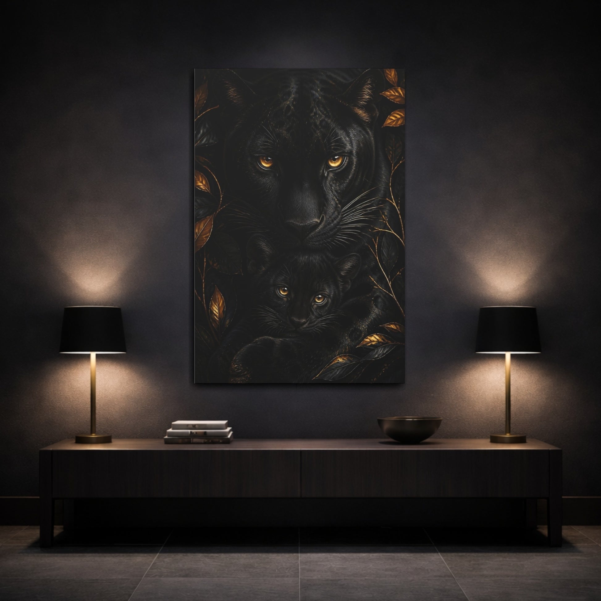 Mockup 3. Panther Animal Portrait shown as canvas print
