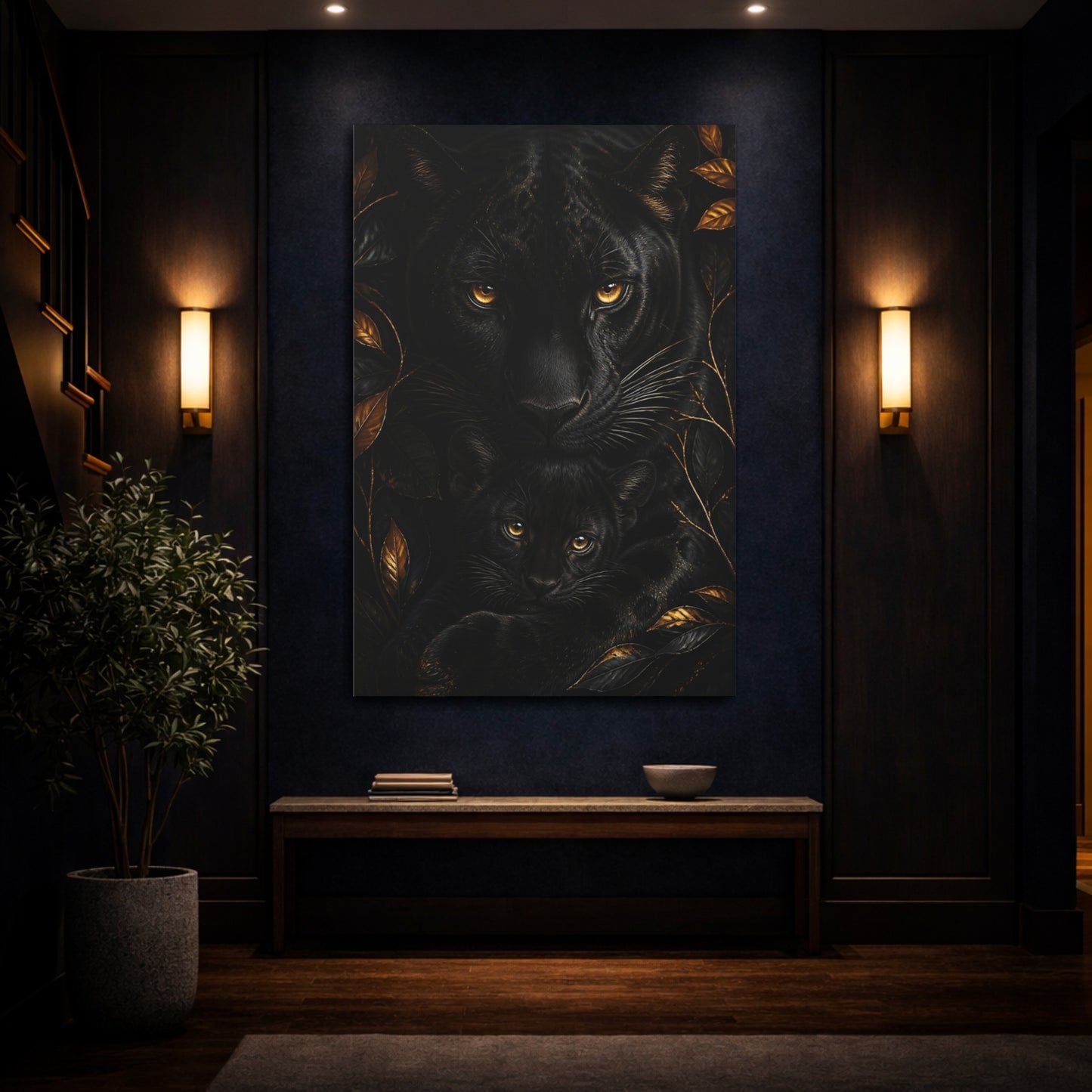Mockup 4. Panther Animal Portrait shown as canvas print