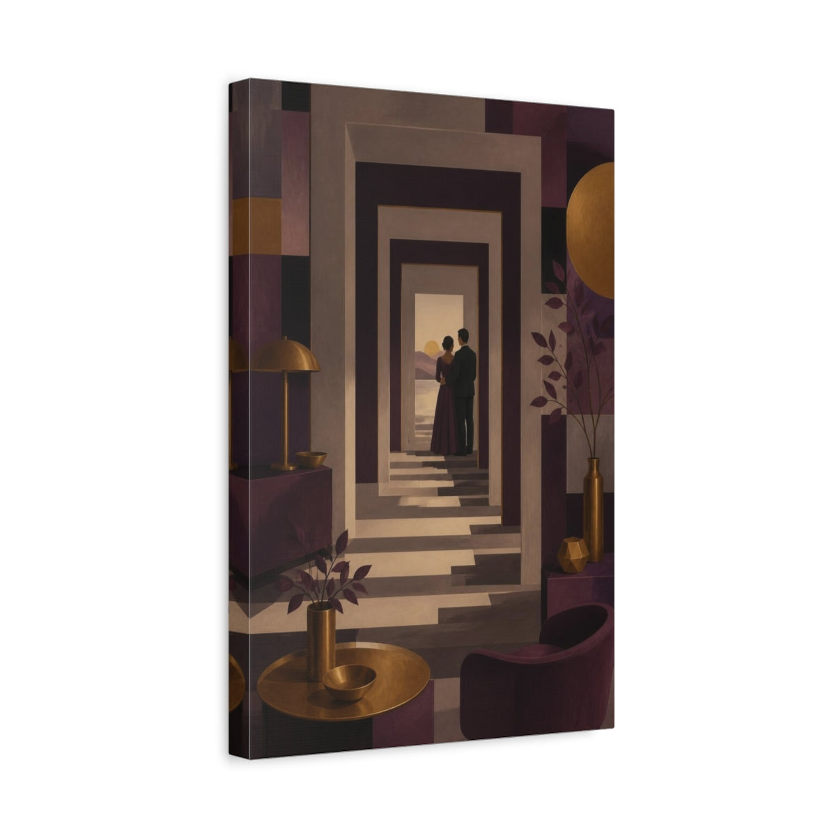 Side Mockup 4. Passage To Sunset shown as canvas print