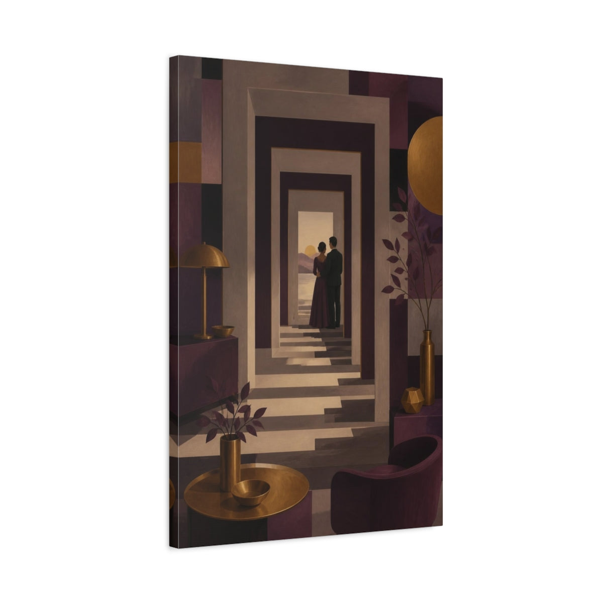 Side Mockup 2. Passage To Sunset shown as canvas print