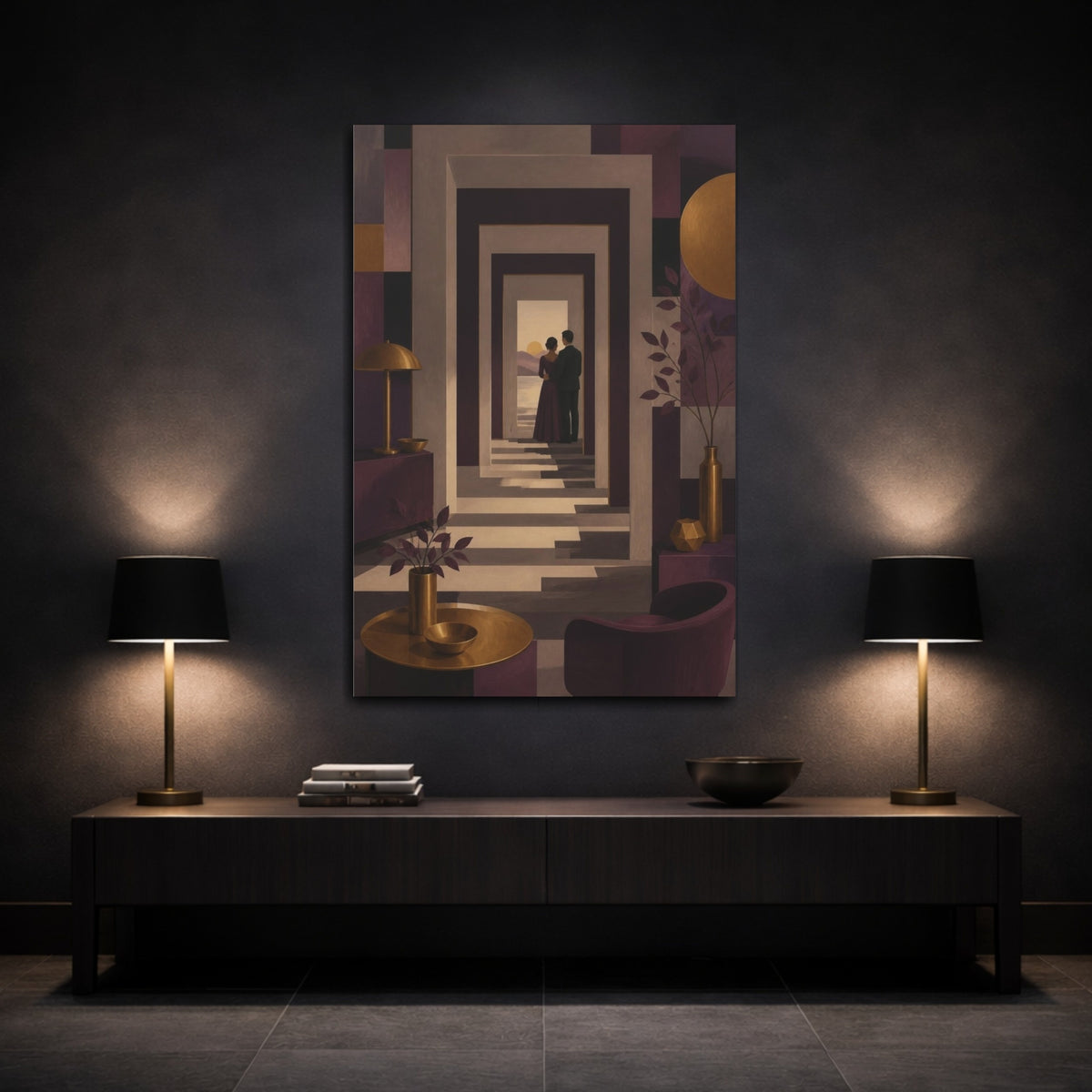 Mockup 3. Passage To Sunset shown as canvas print