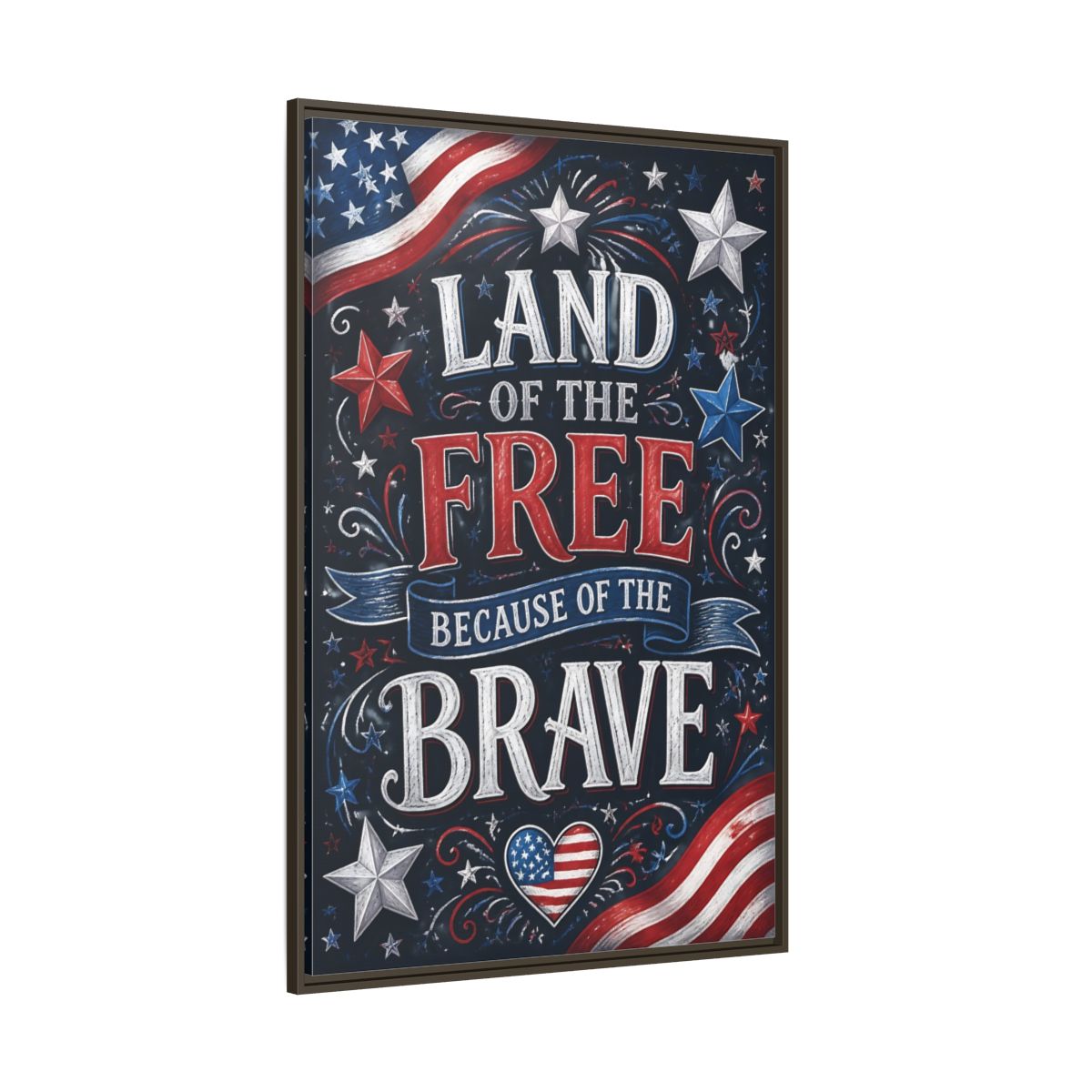 Side Mockup 8. Patriotic Chalkboard Lettering shown as framed canvas print