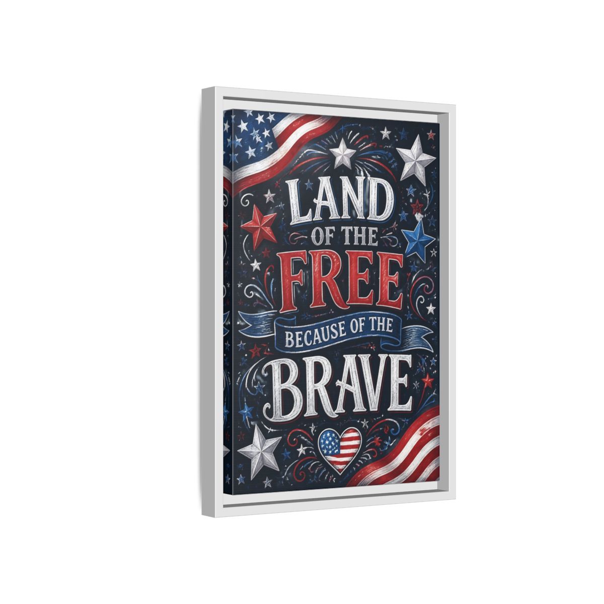 Side Mockup 4. Patriotic Chalkboard Lettering shown as framed canvas print
