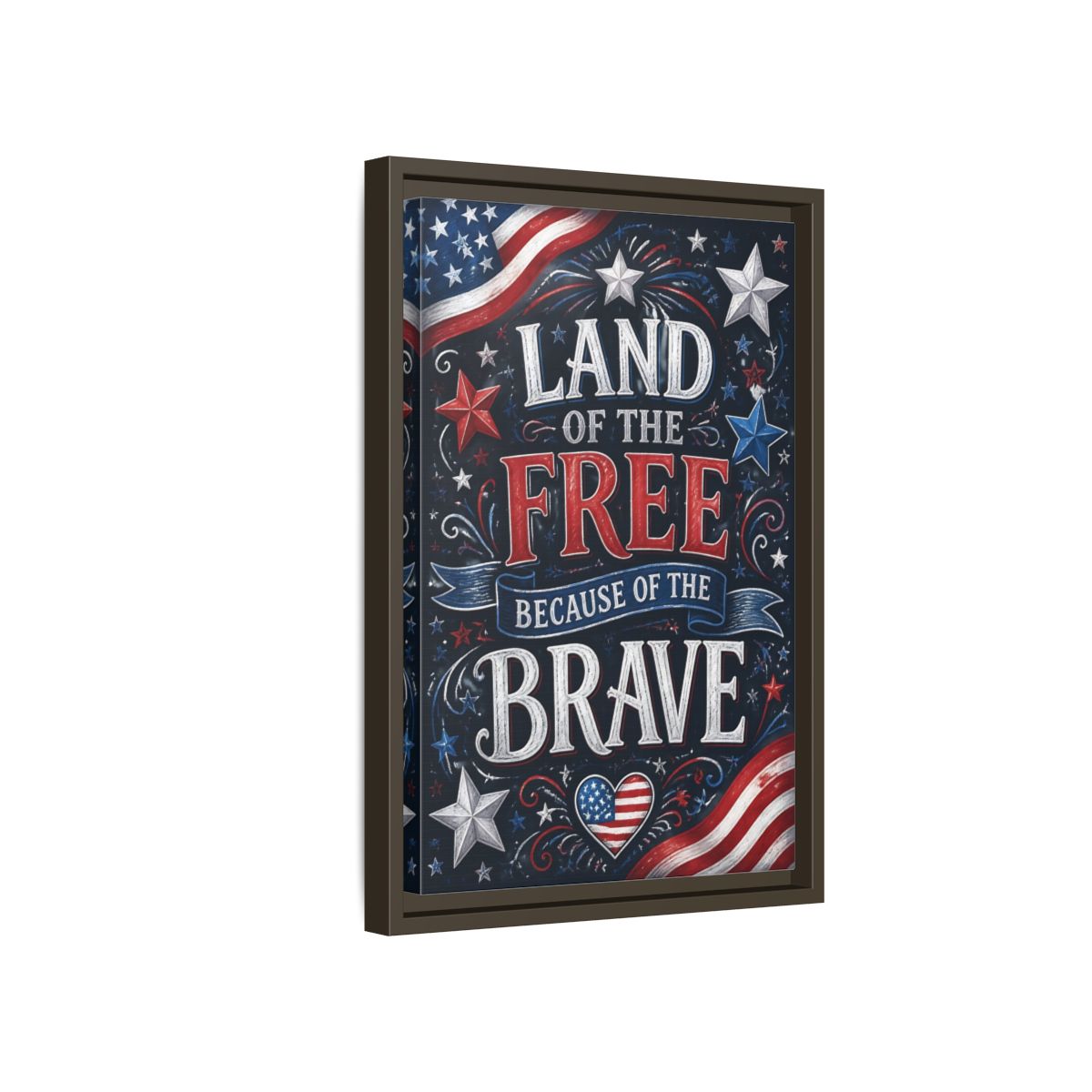 Side Mockup 5. Patriotic Chalkboard Lettering shown as framed canvas print