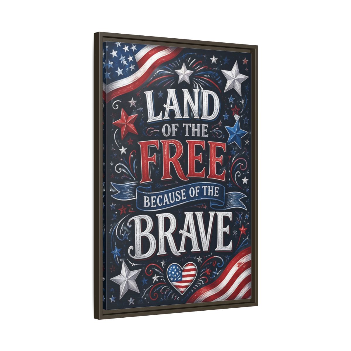 Side Mockup 11. Patriotic Chalkboard Lettering shown as framed canvas print
