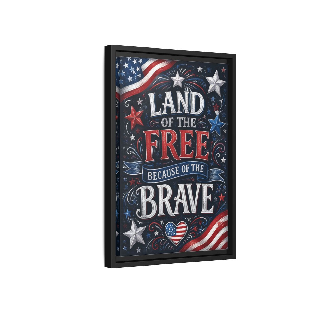 Side Mockup 6. Patriotic Chalkboard Lettering shown as framed canvas print