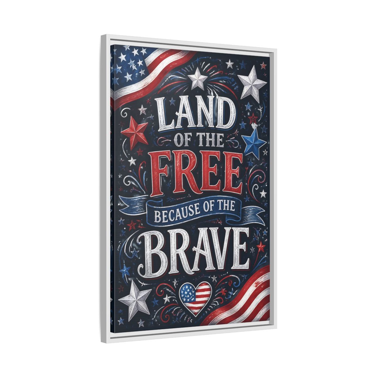 Side Mockup 10. Patriotic Chalkboard Lettering shown as framed canvas print