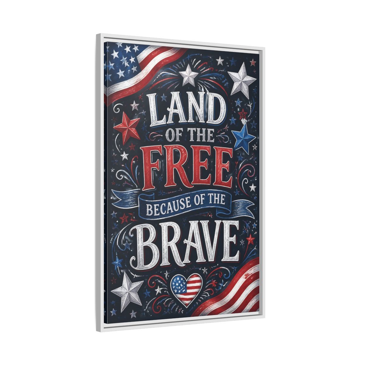 Side Mockup 9. Patriotic Chalkboard Lettering shown as framed canvas print