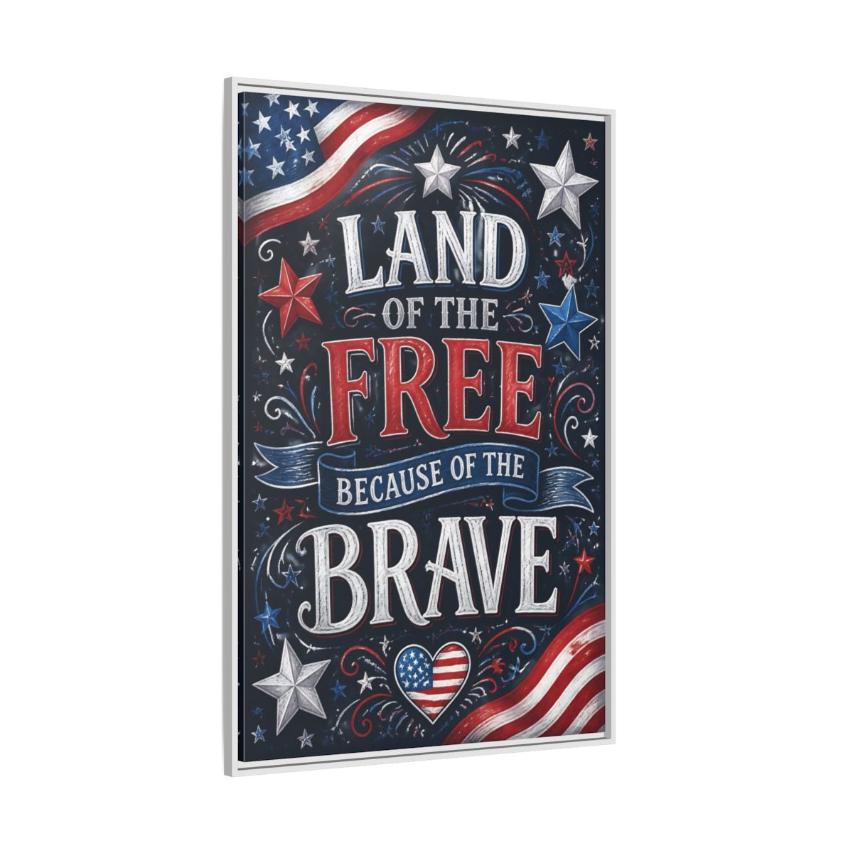 Side Mockup 7. Patriotic Chalkboard Lettering shown as framed canvas print
