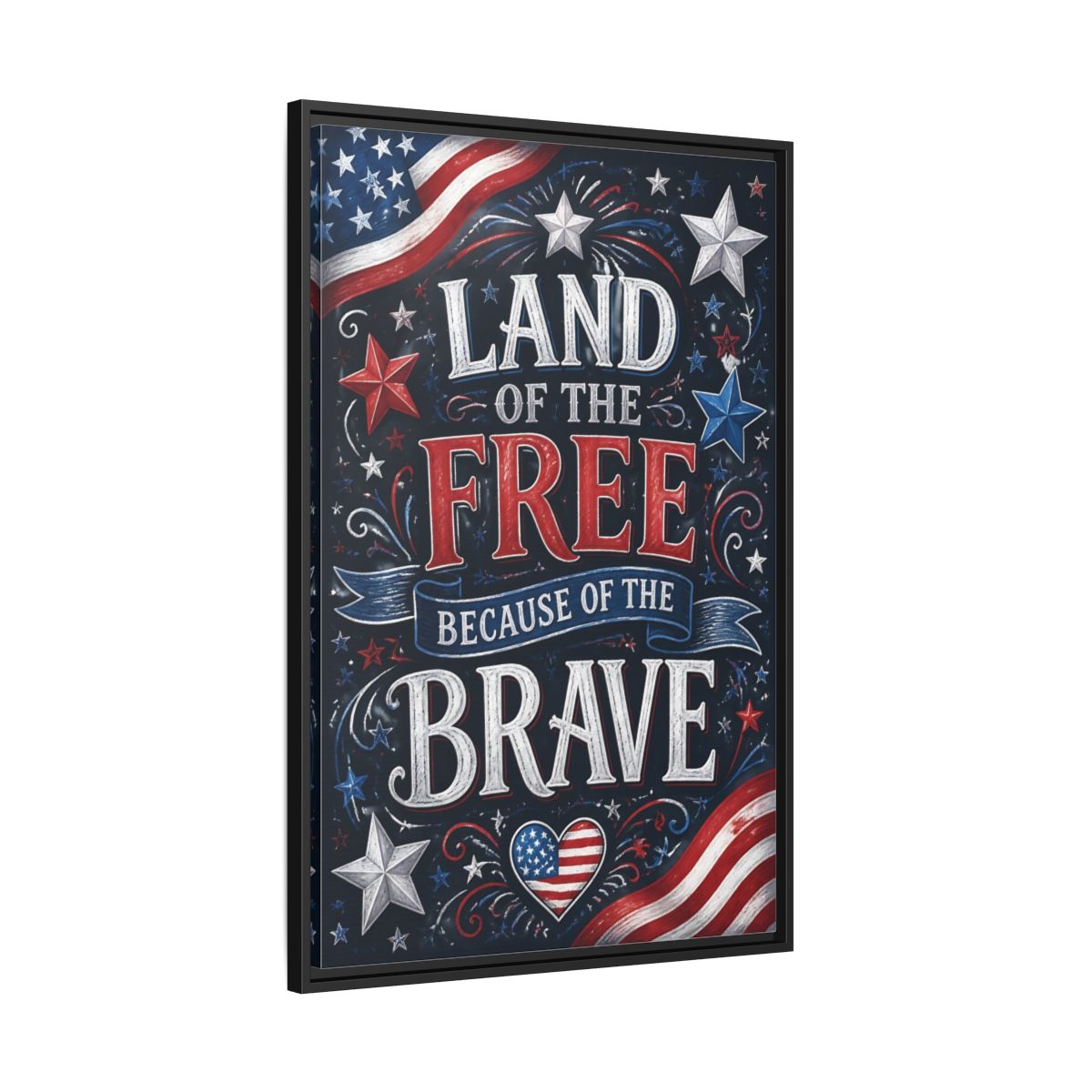 Side Mockup 13. Patriotic Chalkboard Lettering shown as framed canvas print