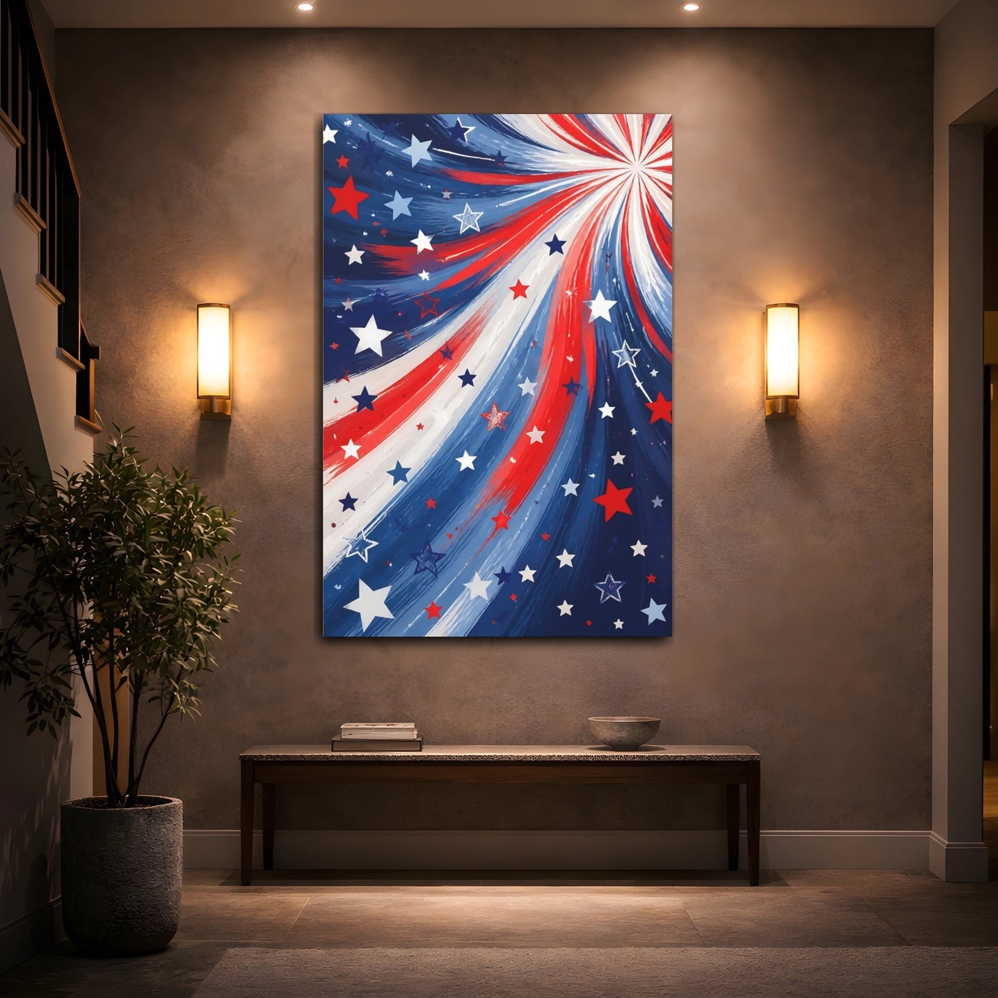 Mockup 2. Patriotic Stars shown as canvas print