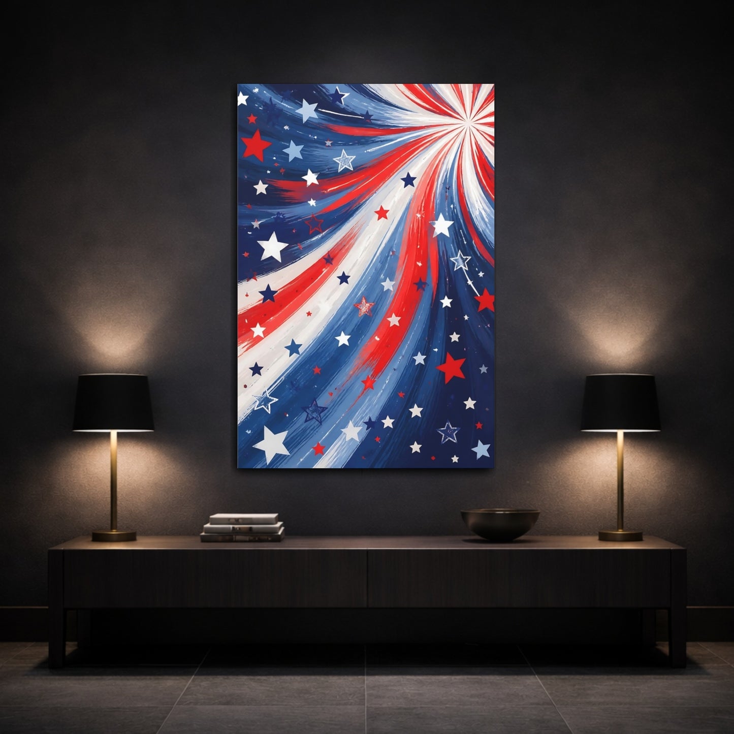 Mockup 3. Patriotic Stars shown as canvas print