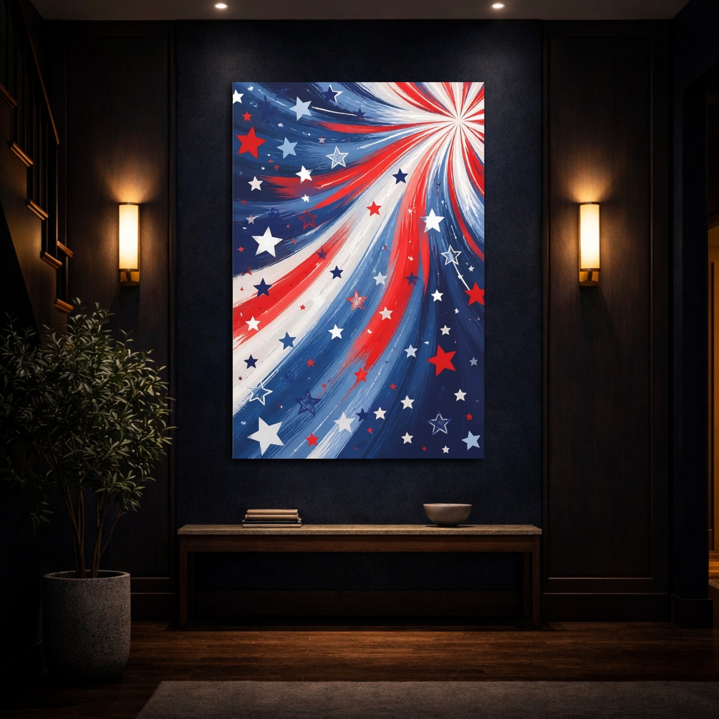 Mockup 4. Patriotic Stars shown as canvas print