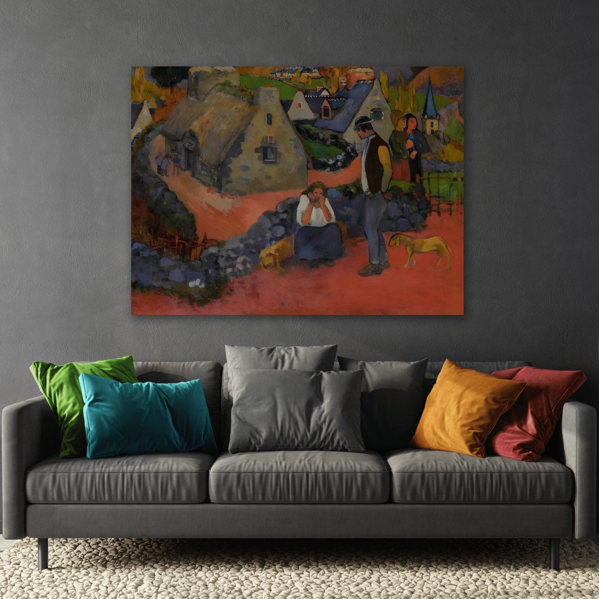 Paul Gauguin Drama in the Village - Canvas Wall Art Print Reproduction