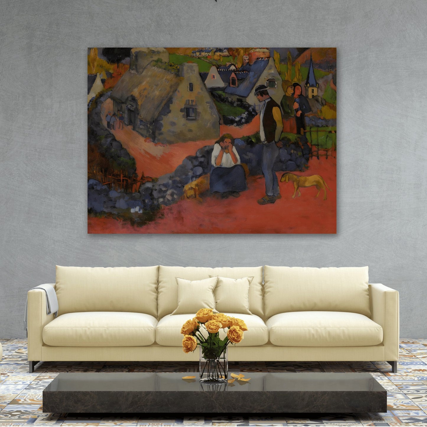 Paul Gauguin Drama in the Village - Canvas Wall Art Print Reproduction