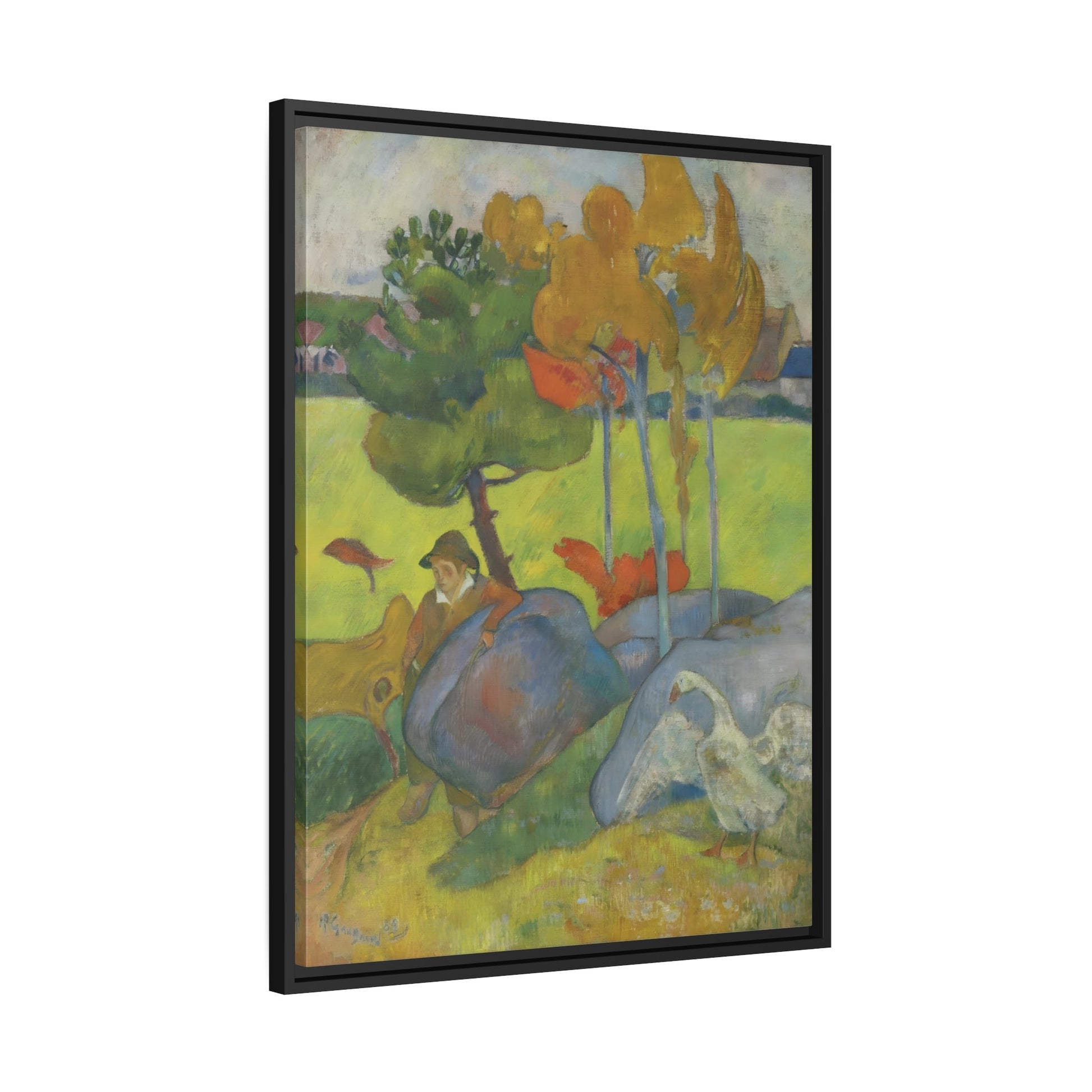 Paul Gauguin Little Breton with Goose - Framed Canvas Art Reproduction