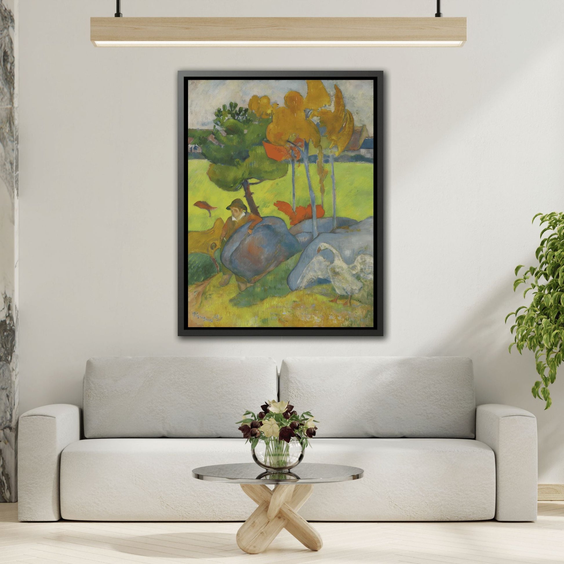 Paul Gauguin Little Breton with Goose - Framed Canvas Art Reproduction