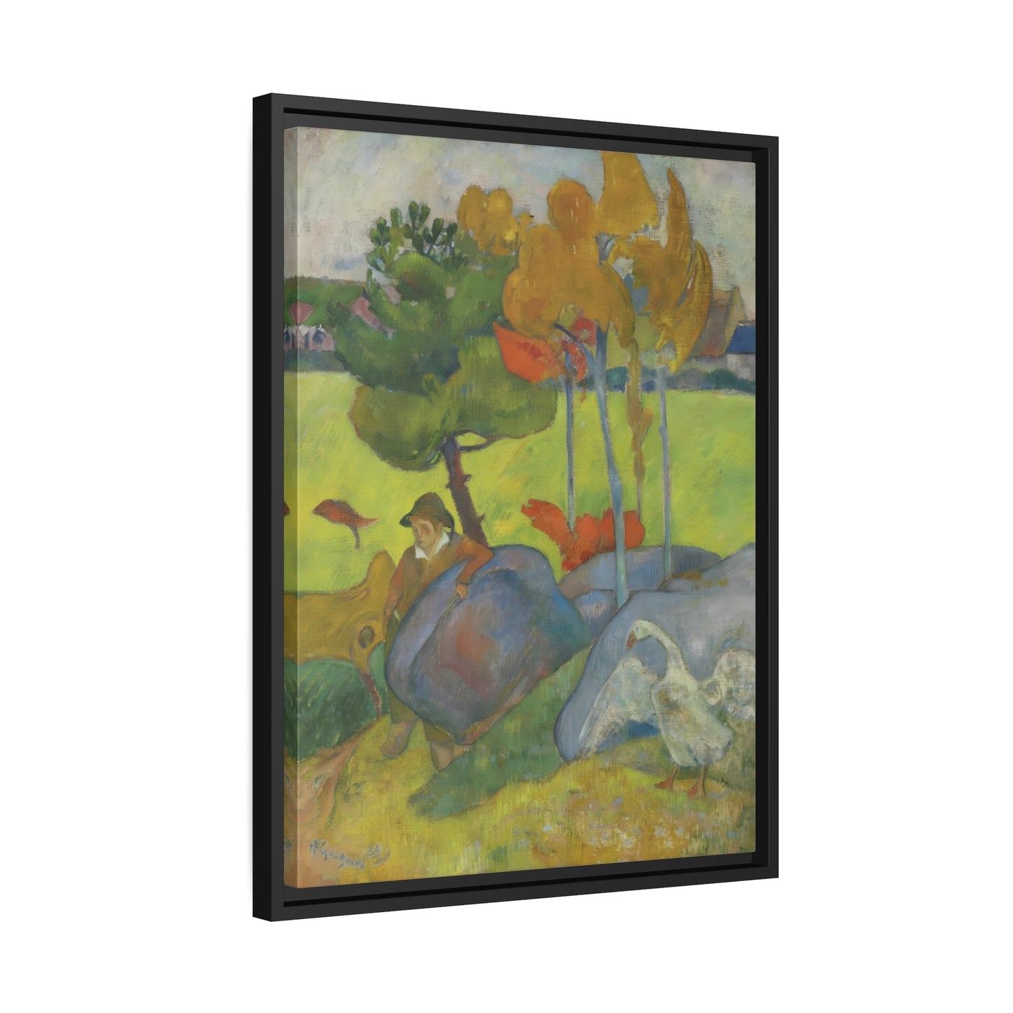 Paul Gauguin Little Breton with Goose - Framed Canvas Art Reproduction