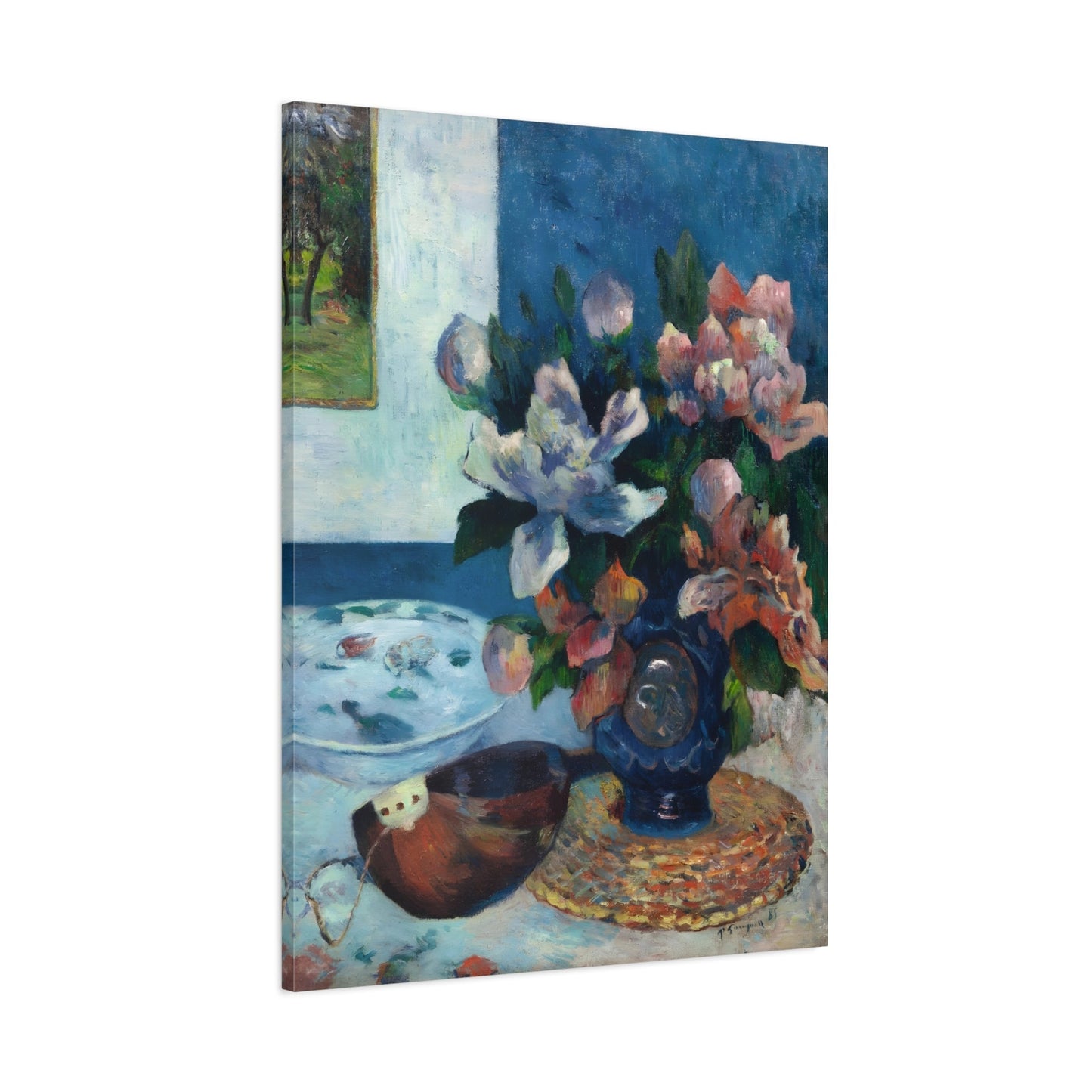 Paul Gauguin Still Life Chinese Peonies Mandolin - Canvas Wall Art Print