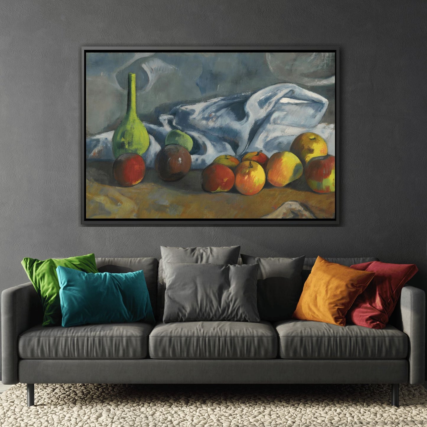 Paul Gauguin Still Life with Apples - Framed Canvas Wall Art Print in Black Frame