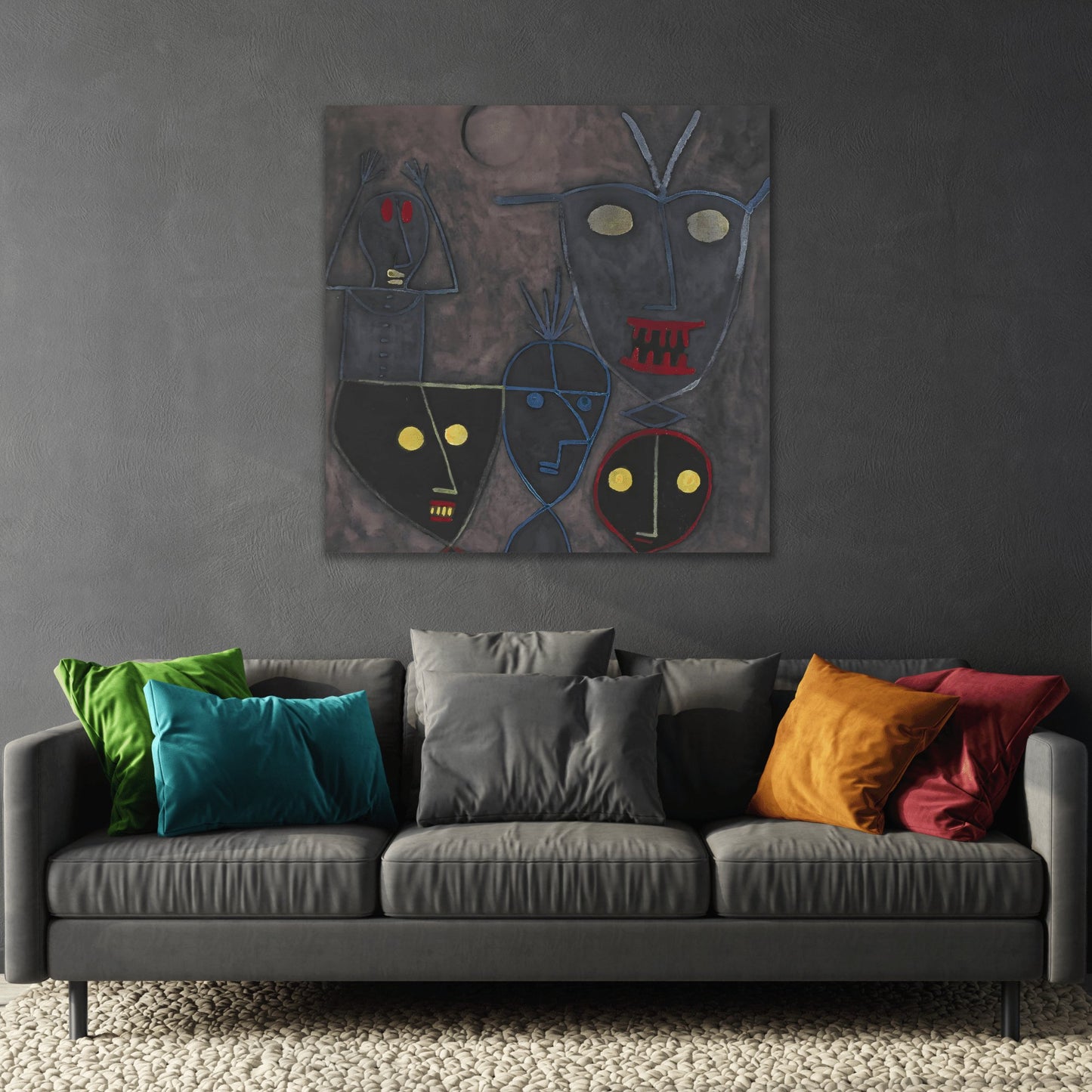 Paul Klee Demonic Puppets - Square Abstract Canvas Wall Art Print