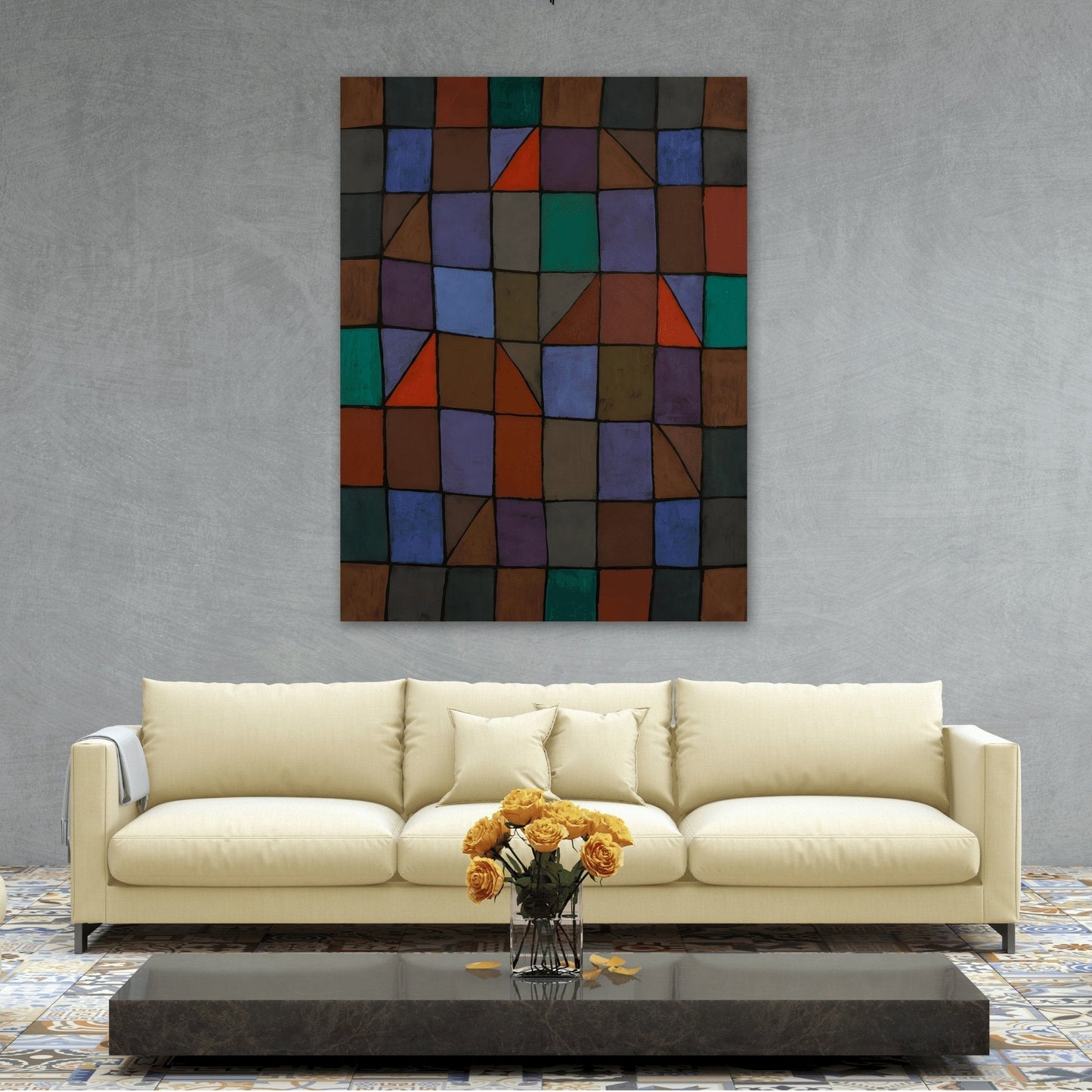 Paul Klee Evening Geometric Artwork - Abstract Canvas Wall Art Print