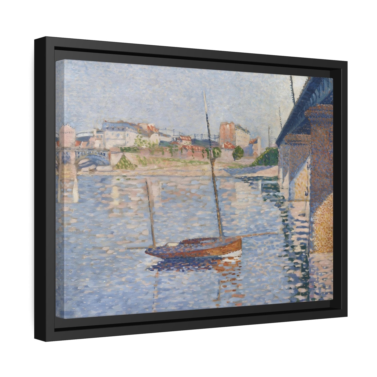 Paul Signac Clipper Boat - Framed Canvas Wall Art Print in Black Pinewood Frame