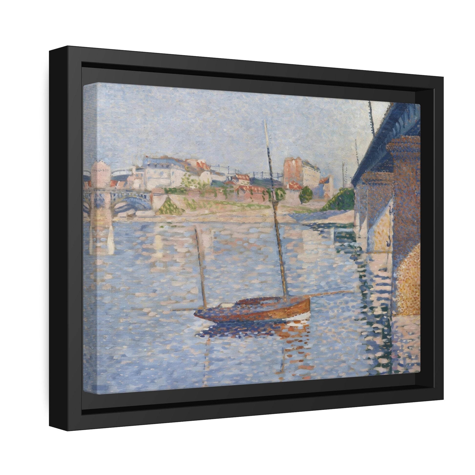 Paul Signac Clipper Boat - Framed Canvas Wall Art Print in Black Pinewood Frame