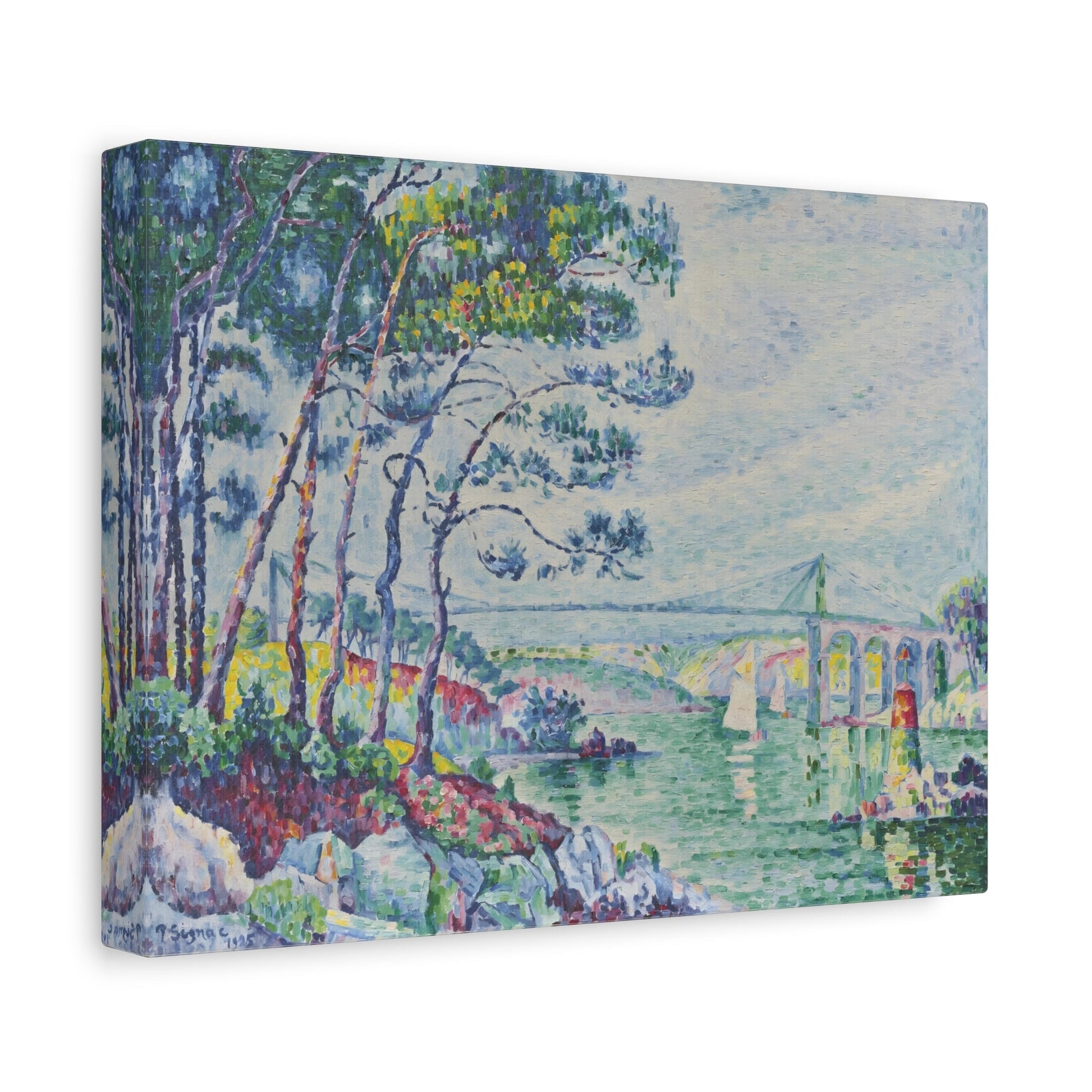 Paul Signac Lezardrieux Bridge - Canvas Wall Art Print Reproduction